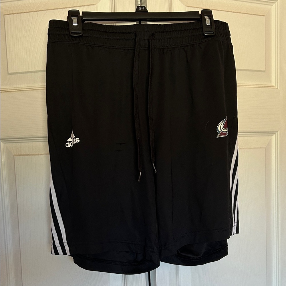 Men’s Adidas 3-Stripes Team Issued Colorado Avalanche Athletic Shorts - Black